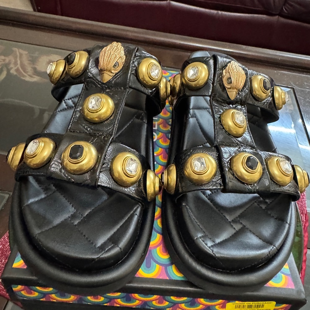 Kurt Geiger orson Eagle head & Crystal studded slide sandals - Picture 5 of 8